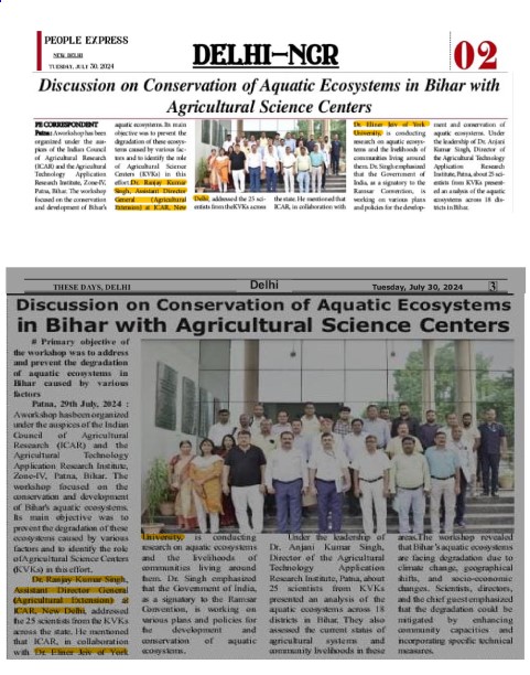 Newspaper article - Discussion on conservation of aquatic ecosystems